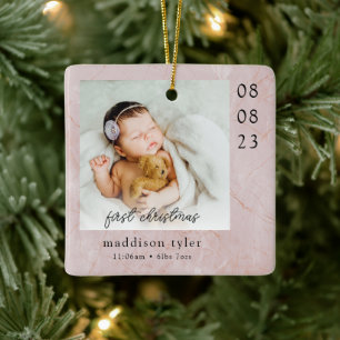 Baby's First Christmas Foto Marmor Keramikornament