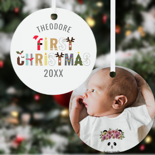 Baby's First Christmas Foto Metal Ornament Aus Metall