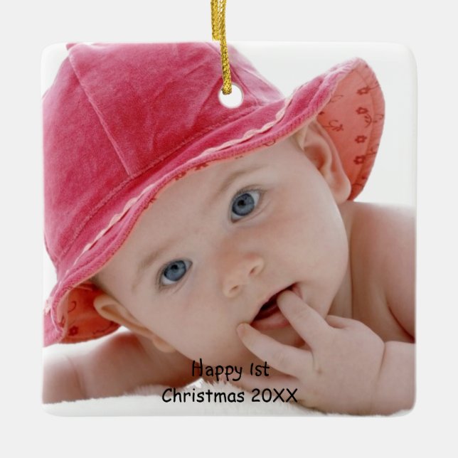 Baby's First Christmas Foto Ornament (Vorderseite)