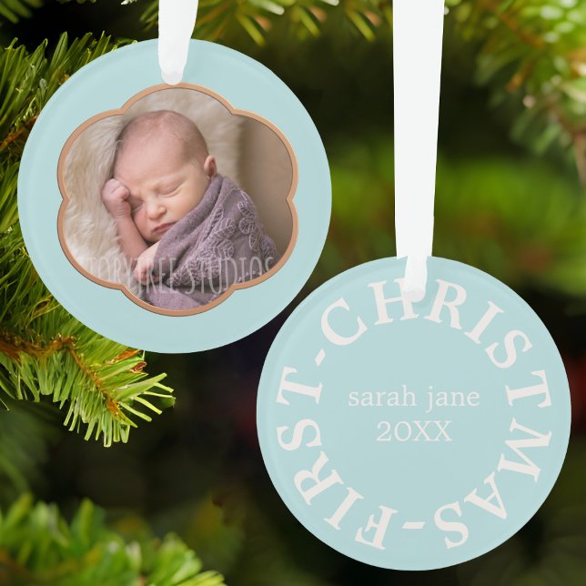 Baby's First Christmas Foto Ornament (Just add your little one's photo and name)