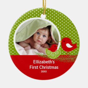 Babys First Christmas Foto Ornament Baby Bird