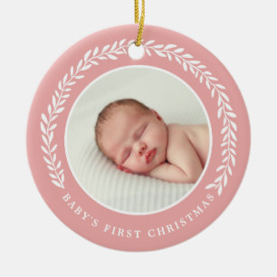 Baby's First Christmas Foto Ornament   Peach