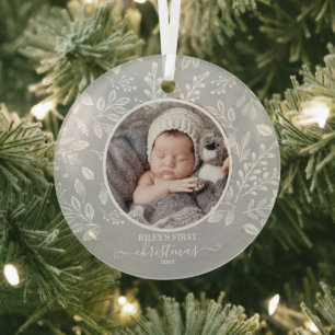 Baby's First Christmas Foto Pewter Ornament Aus Glas
