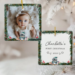 Baby's First Christmas-Foto-Pinguin Keramikornament