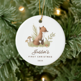 Baby's First Christmas Fox Keramik Ornament