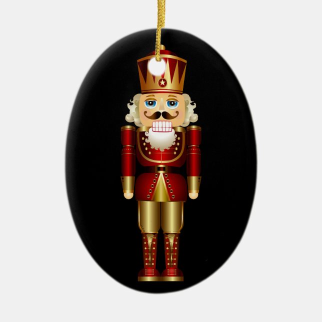 Baby's First Christmas Gold Nutcracker Keramik Ornament (Vorne)