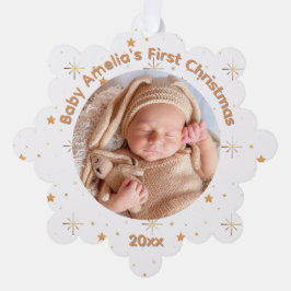 Baby's First Christmas Gold Sparkle and year Ornament Karte