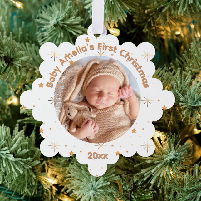 Baby's First Christmas Gold  Sparkle and year Ornament Karte (Insitu (Baum))