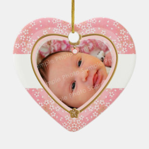 Baby's First Christmas Heart Frame Keramik Ornament