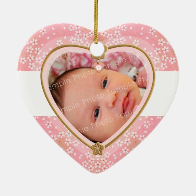 Baby's First Christmas Heart Frame Keramik Ornament (Hinten)
