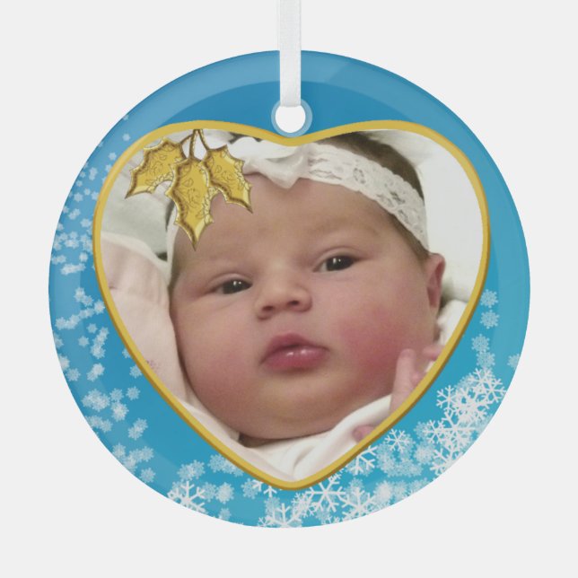 Baby's First Christmas Heirloom Herz Ornament Aus Glas (Vorderseite)
