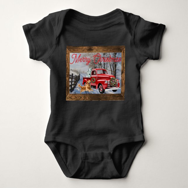 Baby's First Christmas Holiday Farm Scene Baby Strampler (Vorderseite)