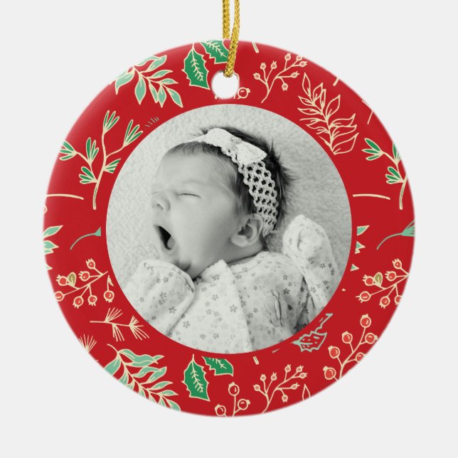 Babys First Christmas Holiday Pattern Ornament (Vorne)