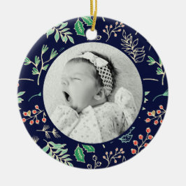 Babys First Christmas Holiday Pattern Ornament