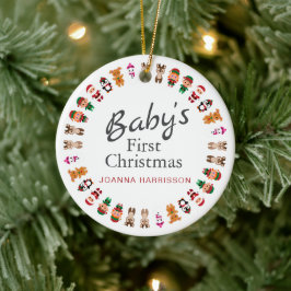 Baby's First Christmas Individuelle Name Foto Keramik Ornament