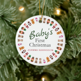 Baby's First Christmas Individuelle Name Foto Keramik Ornament