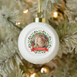 Baby's First Christmas Individuelle Name Keramik Kugel-Ornament