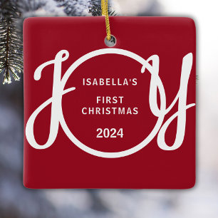 Baby's First Christmas Individuelle Name Red Keepa Keramikornament