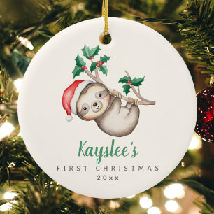 Babys First Christmas Individuelle Name Sloth Orna Keramik Ornament