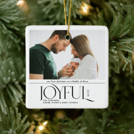 Babys First Christmas Joyful Birth Announcement Keramikornament