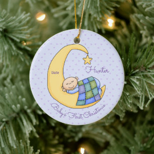 Baby's First Christmas - Junge - Schlafen auf dem  Keramikornament