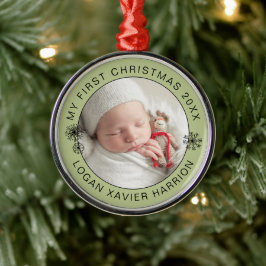 Baby's First Christmas Keepake Foto Ornament Aus Metall