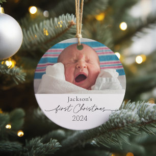 Baby's First Christmas Keramik Foto Ornament