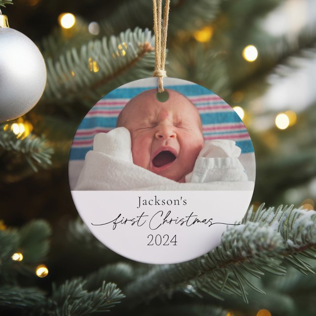 Baby's First Christmas Keramik Foto Ornament (Von Creator hochgeladen)