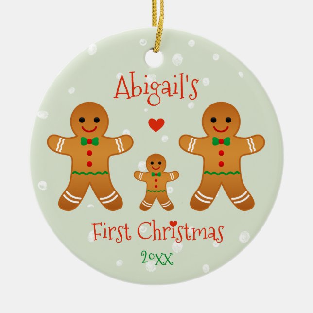 Baby's First Christmas - Lebkuchen Männer Keramik Ornament (Vorne)