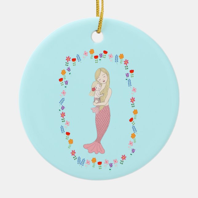 Baby's First Christmas Mermaid Girl Individuelle N Keramik Ornament (Vorne)