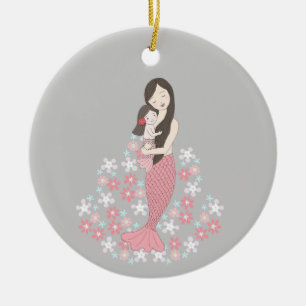 Baby's First Christmas Mermaid Mama Girl Custom Keramik Ornament