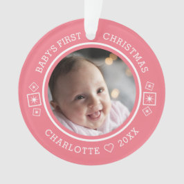Baby's First Christmas Modern 2 Foto Pink Ornament
