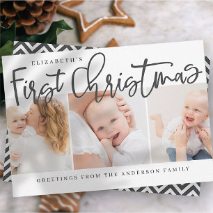 Baby's First Christmas Modern Simple Chic Photo Feiertagskarte