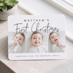 Baby's First Christmas Modern Simple Three Foto Feiertagskarte