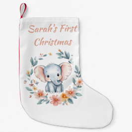 Baby's First Christmas Niedlich Elemphant Floral Kleiner Weihnachtsstrumpf