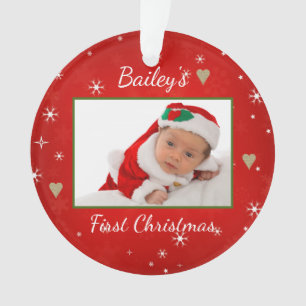 Baby's First Christmas Niedlich Foto Red Heart Ornament