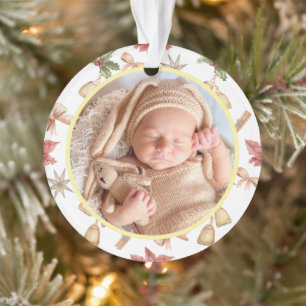 Baby's First Christmas Niedlich Gold Modernes Eleg Ornament