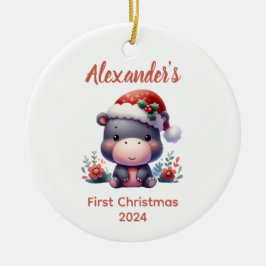 Baby's first Christmas niedlich Hippo Baby Animal Keramik Ornament