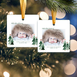 Baby's First Christmas Niedlich Holiday Trees Foto Keramikornament