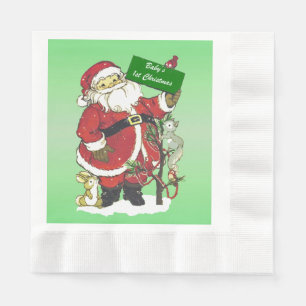 Baby's First Christmas Niedlich Santa Sign Serviette