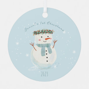 Baby's First Christmas Niedlich Snowman and Snowfl Ornament Aus Metall