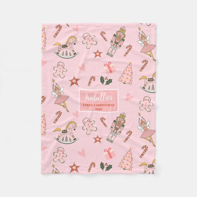 Babys First Christmas Nutcracker Fleecedecke (Vorderseite)