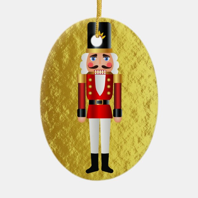 Baby's First Christmas Nutcracker Gold personalize Keramik Ornament (Vorne)
