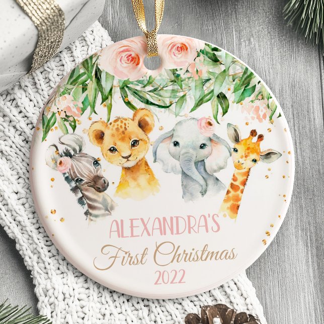Baby's First Christmas Ornament Girl Safari Tier (Baby's First Christmas Ornament girl safari animals)