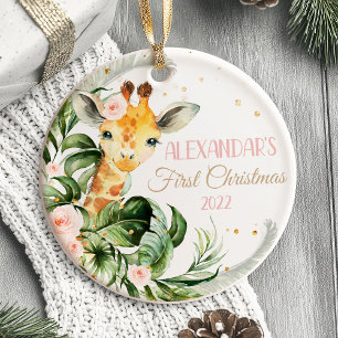 Baby's First Christmas Ornament Girl Safari Tier