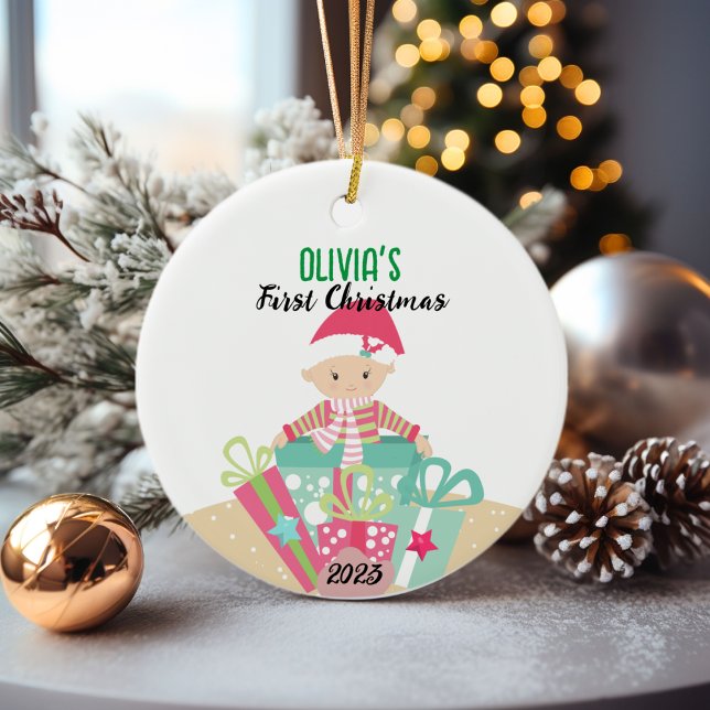 🎄 Baby's First Christmas Ornament | Mädchendesign (First Baby Girl Christmas Ornament)