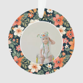 Baby's First Christmas Ornament Photo Floral