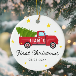 Baby's First Christmas Ornament - Red Truck & Tree