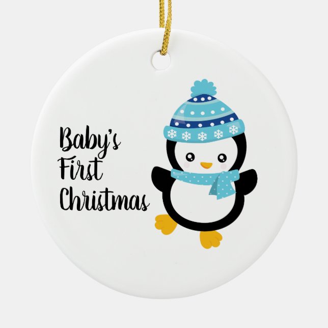 Baby's First Christmas Penguin Keramik Ornament (Vorne)