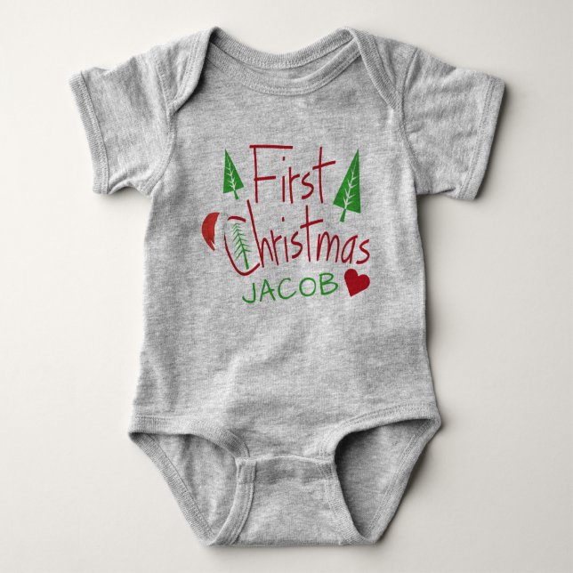 Baby's First Christmas Personalisiert Baby Strampler (Vorderseite)